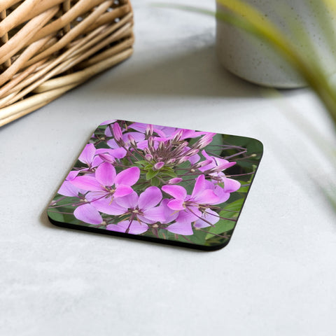 Purple Cleome Cork-back coaster